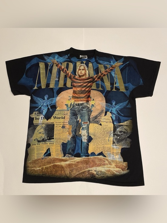 Tultex Other - NIRVANA AOP DOUBLE SIDED KURT COBAIN T SHIRT (LARGE)
